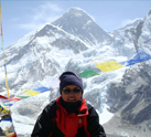 Lila at Kalapathar summit and Mt. Everest